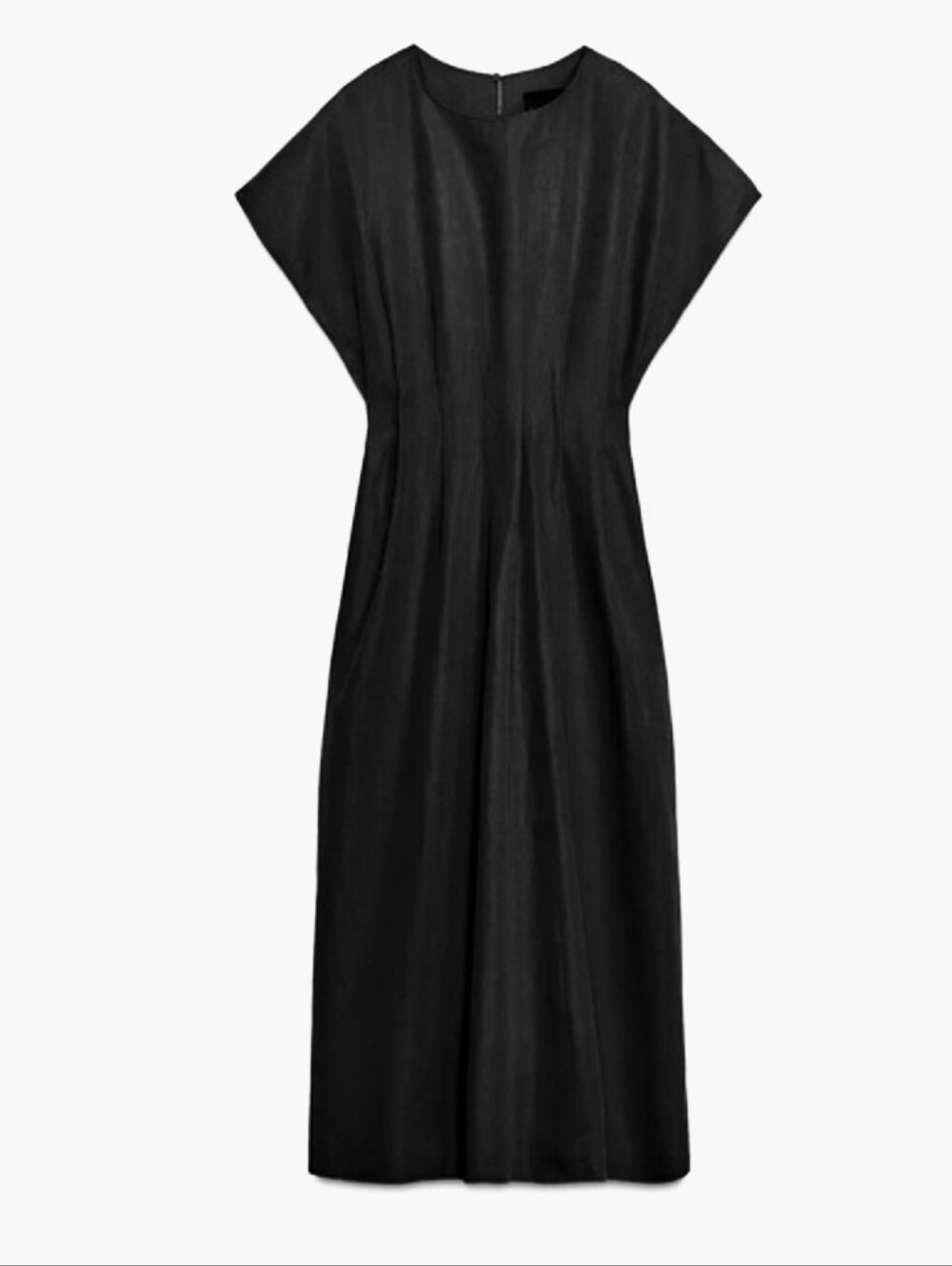 Zara Black Midi Dress with Tuck Detail